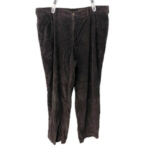 Savane Mens 42x30 (Act: 40x30) Brown Corduroy Pants Cotton Blend Double Pleated